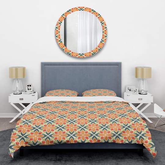 Designart 'Retro Floral Pattern IV' Mid-Century Duvet Cover Set